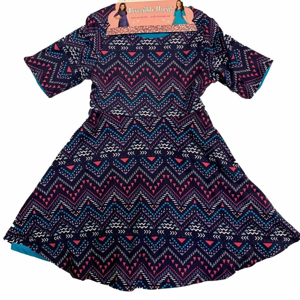 Sweet Heart Rose Girls Reversible Dress, Purple / Blue, XL